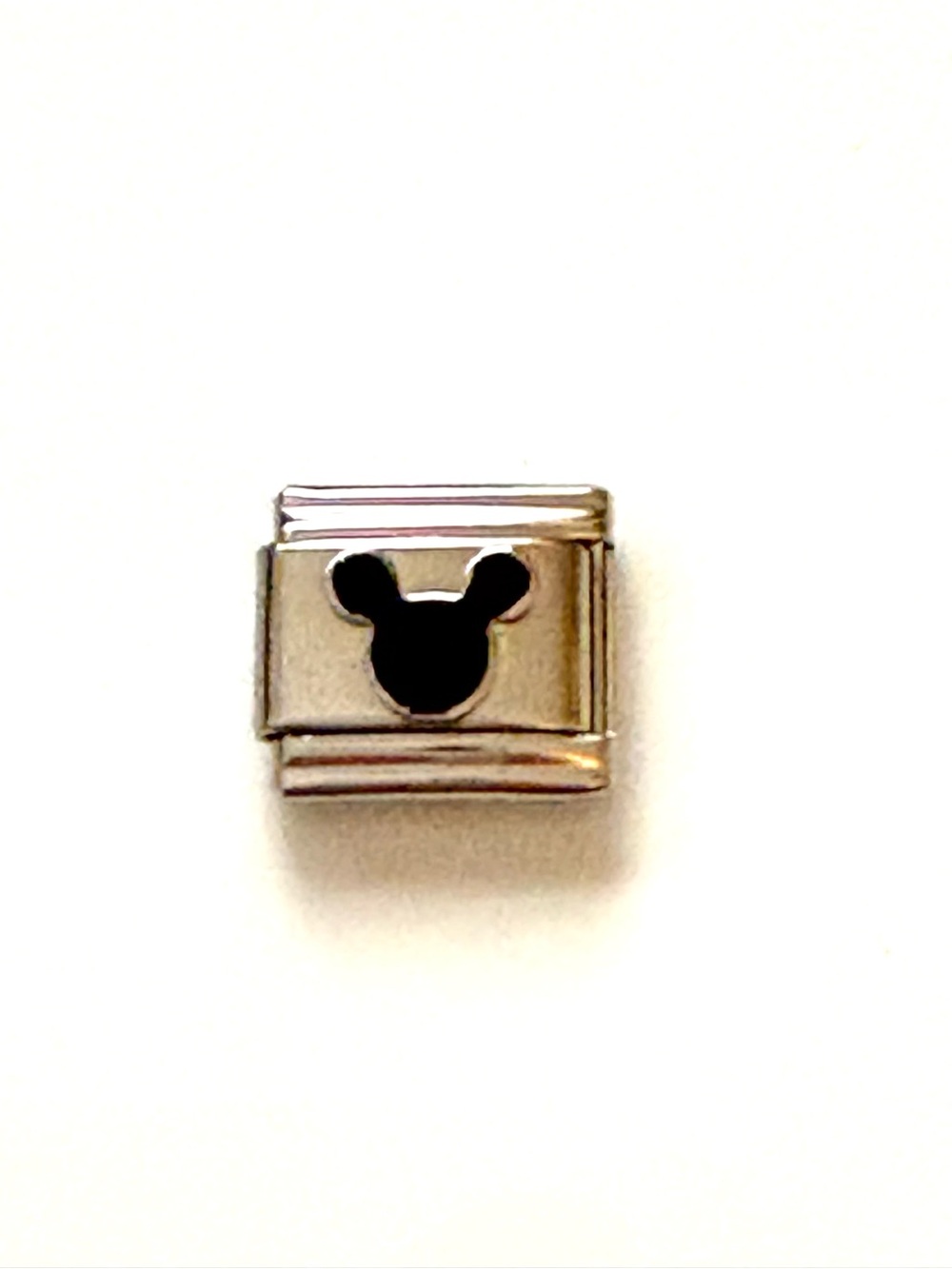 Stainless Steel Italian Charm Link with Mickey Head Cutout Disney